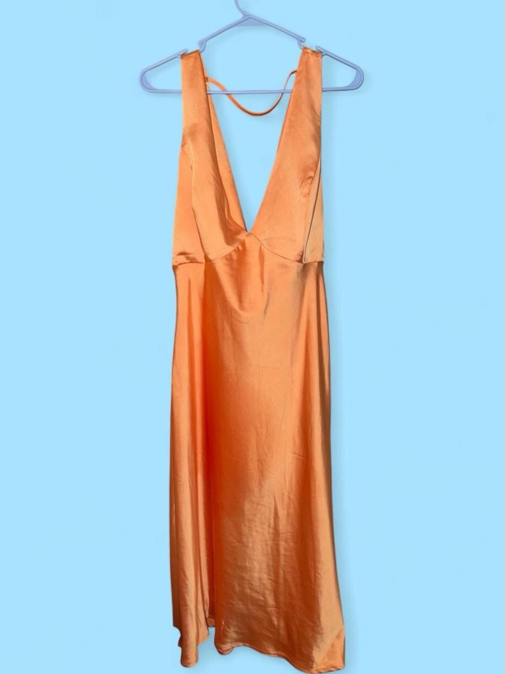 Lulu's Satin Slip Dress in Bright Orange